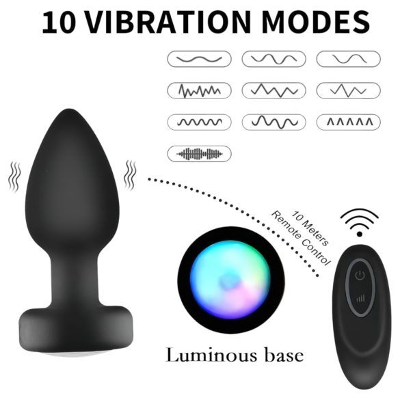 Mrow - Glow-in-the-Dark Radio-Controlled Anal Vibrator (Black)