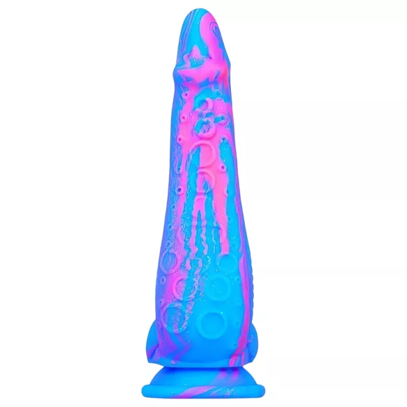Inkipus - silicone dildo with testicles - 18cm (blue-pink)