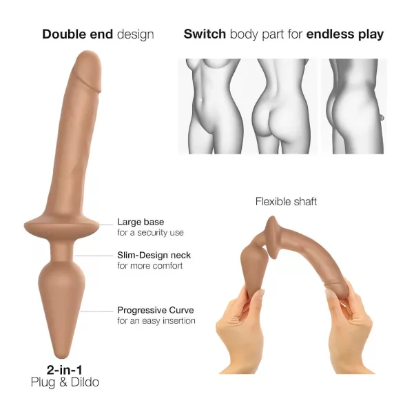 Strap-on-me Switch Realistic L - 2‑in‑1 silicone dildo (flesh-coloured)
