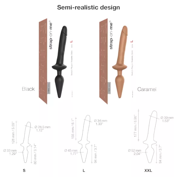 Strap-on-me Switch Realistic L - 2‑in‑1 silicone dildo (flesh-coloured)