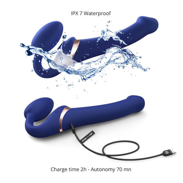 Strap-on-me S - strap-on, air pulse vibrator - (blue)