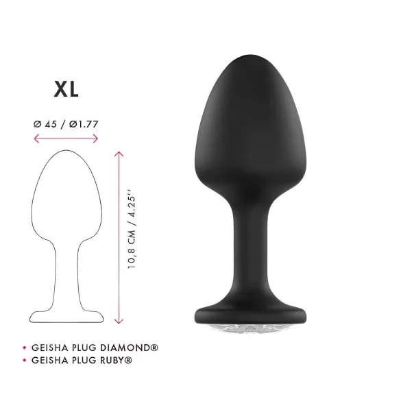 Dorcel Geisha Diamond XL Anal Plug - Black with White Gemstone