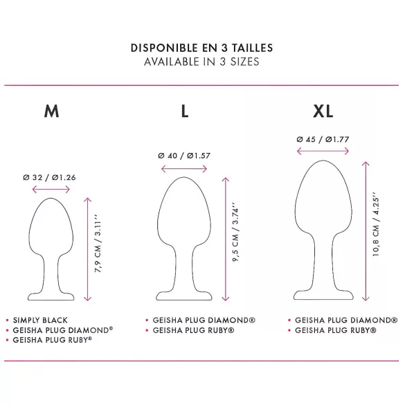 Dorcel Geisha Diamond XL Anal Plug - Black with White Gemstone