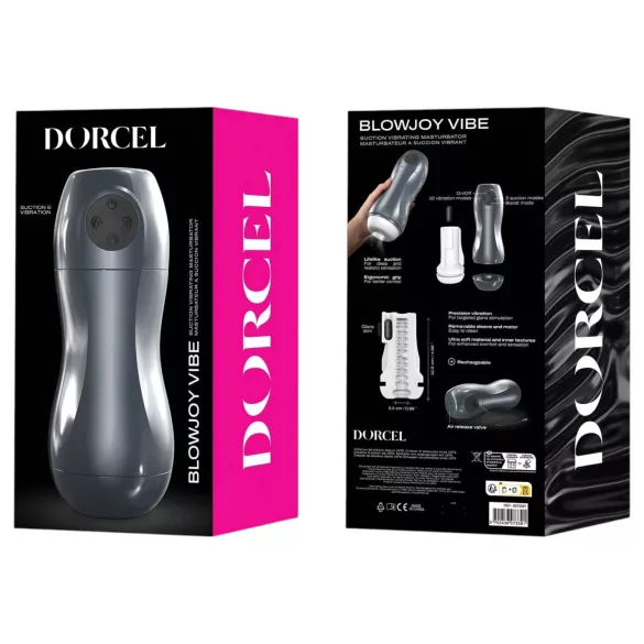 Dorcel Blowjoy Vibe - suction and vibrating rechargeable masturbator (grey)
