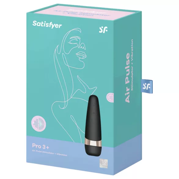 Satisfyer Pro 3+ - Waterproof Rechargeable Clitoral Stimulator (Black)