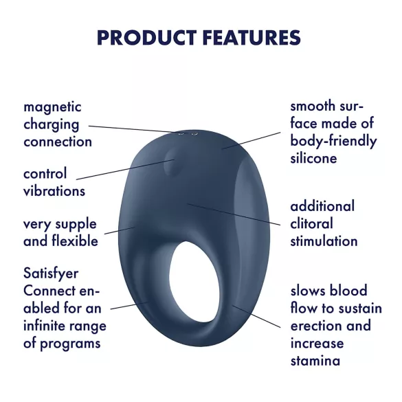 Satisfyer Strong One - Smart Vibrating C-Ring (Blue)