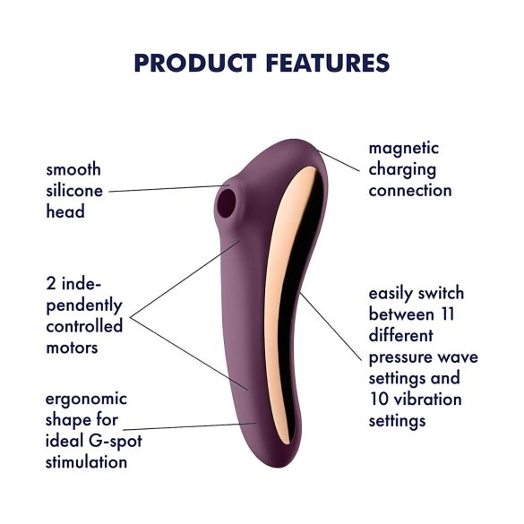 Satisfyer Dual Kiss - 2in1, Vaginal & Clitoral Vibrator (Purple)