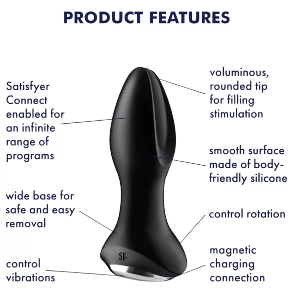 Satisfyer Rotator Plug 2 - Beaded Anal Vibrator (Black)