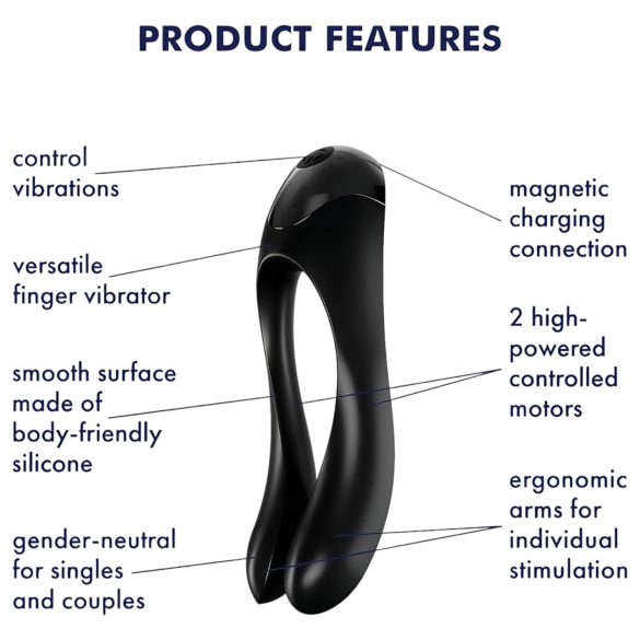 Satisfyer Candy Cane - Rechargeable, Waterproof Dual Vibrator (Black)