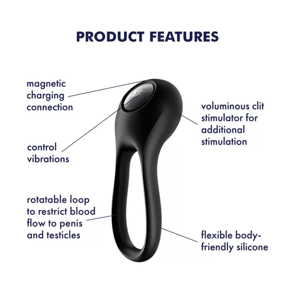 Satisfyer Majestic Duo - Rechargeable, Waterproof Penis Ring (Black)