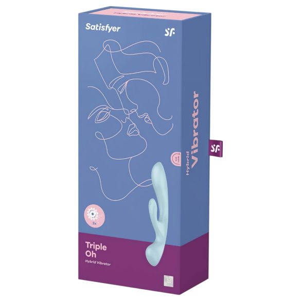 Satisfyer Triple Oh - Rechargeable Clitoral Vibrator with Arm (Blue)