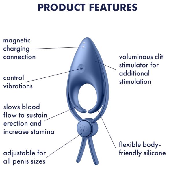 Satisfyer Sniper - Rechargeable Vibrating Penis Ring (Blue)