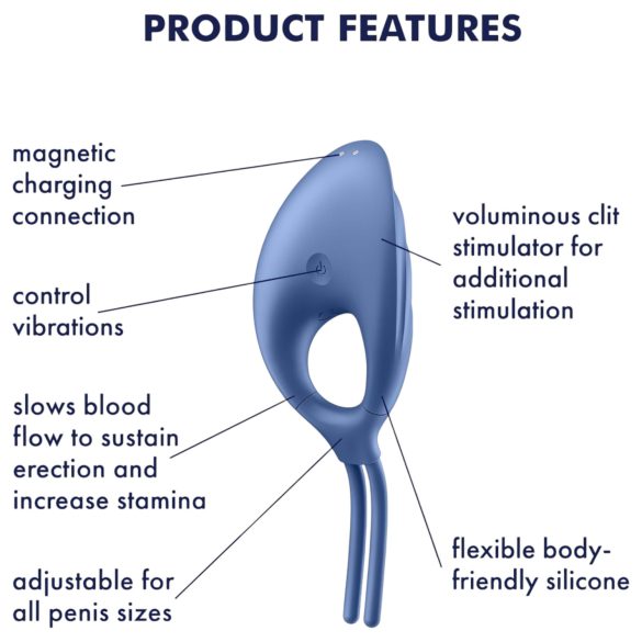 Satisfyer Swordsman - Rechargeable Vibrating Ring (Blue)