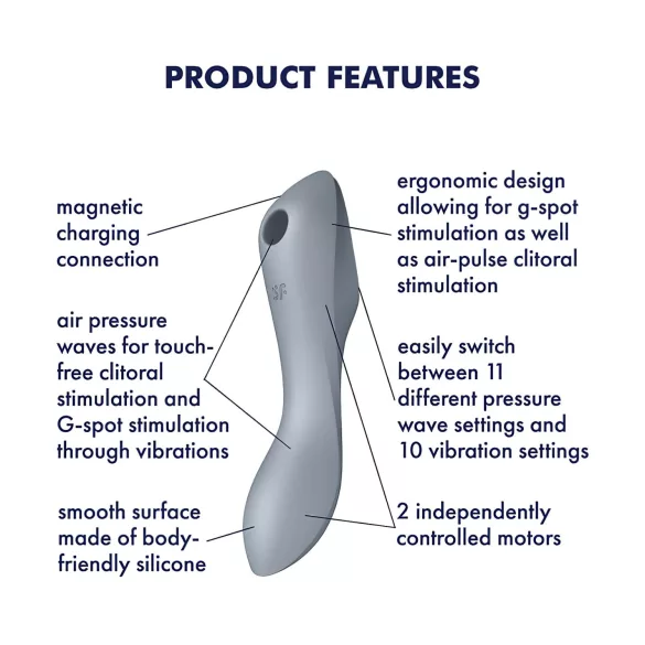 Satisfyer Curvy Trinity 3 - Air Wave 2-in-1 Vibrator (Gray)