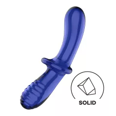 Satisfyer Double Crystal - Dual-End Glass Dildo (Blue)