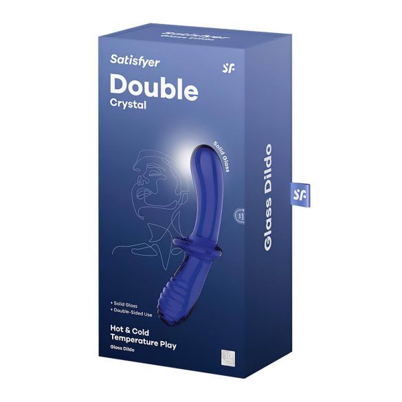 Satisfyer Double Crystal - Dual-End Glass Dildo (Blue)