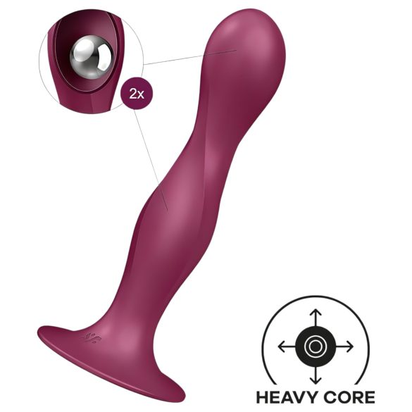 Satisfyer Double Ball-R - Weighted Suction Cup Dildo (Red)