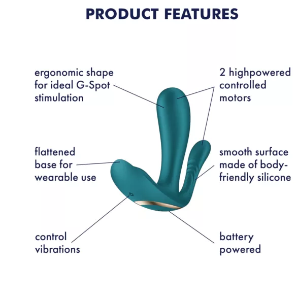 Satisfyer Top Secret+ - Wearable 3-Prong Vibrator (Green)