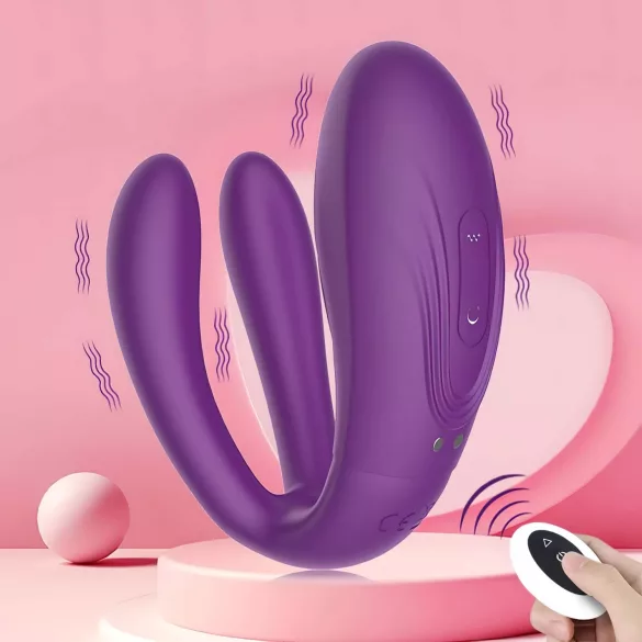 Mrow - Rechargeable, Waterproof 3-Motor Couples Vibrator (Purple)
