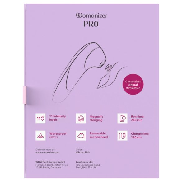 Womanizer Pro - Air Pulse Clitoral Stimulator (Pink)