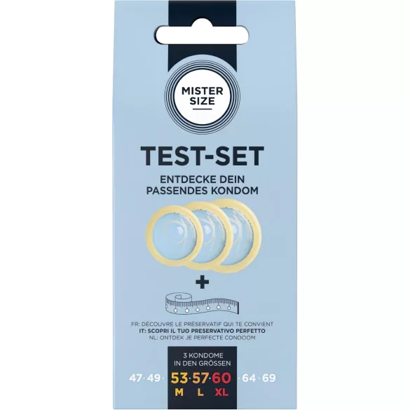 Mister Size Test Set - condom sample pack with measuring tape (3 pcs)