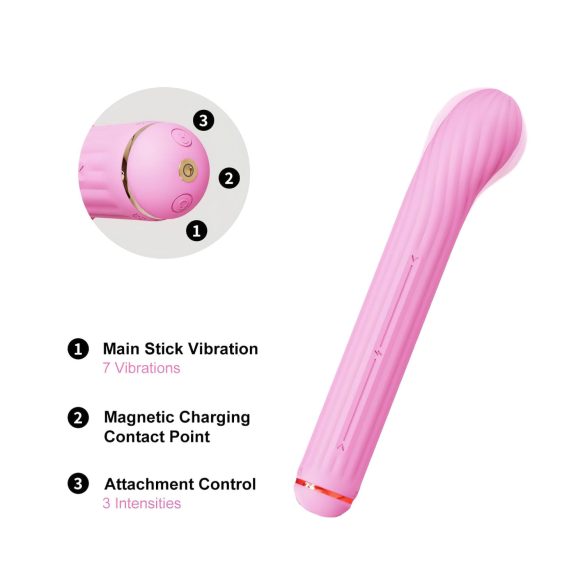 Magic Stick - Vibrator with Interchangeable Attachments (Pink)