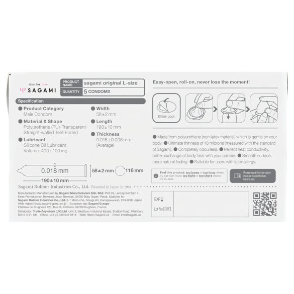 Sagami Original 0.01 L - Condom - 58mm (5 pack)