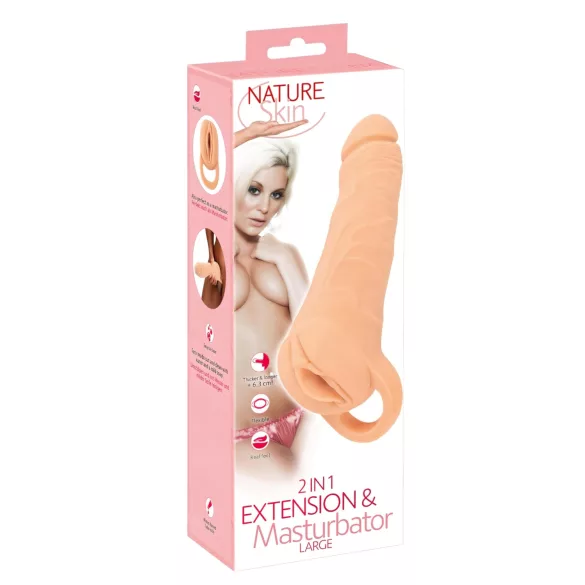 Nature Skin - 2-in-1 Real Feel Sleeve & Extender - 23cm (Natural)