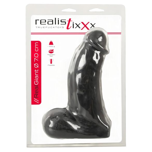 Realistixxx Real Giant - 22 cm Black Dildo with Balls