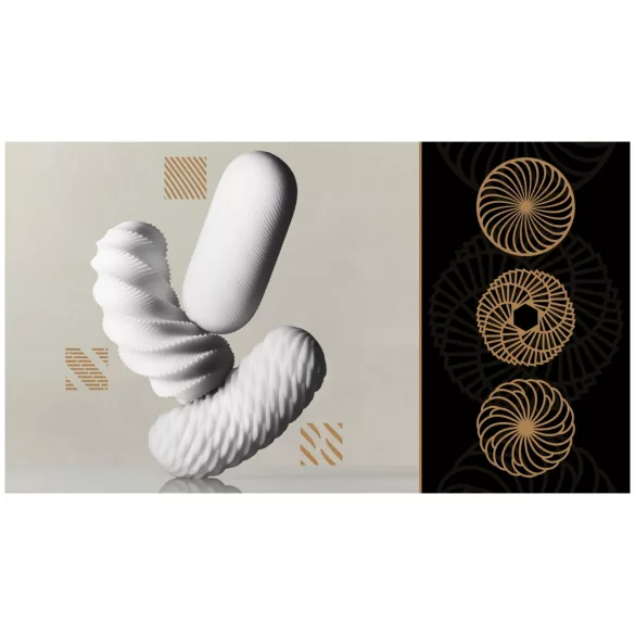 TENGA 3D Flow - wavy‑patterned masturbator (white)