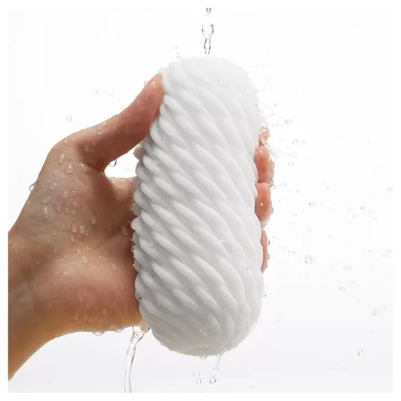 TENGA 3D Flow - wavy‑patterned masturbator (white)