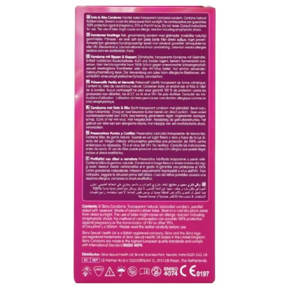 Skins - Ribbed & Dotted Condoms (8 Pack)