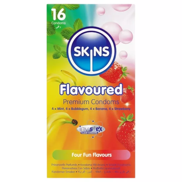 Skins - flavoured condoms - mint, bubble gum, banana, strawberry (16 pcs)