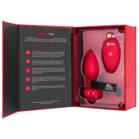 B-Vibe Heart - Rechargeable Remote-Controlled Anal Vibrator (Red)