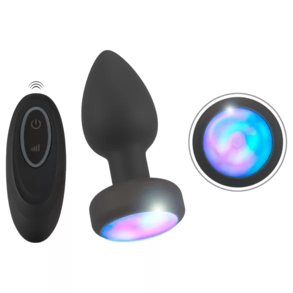 ANOS - light‑up vibrating anal plug (black)