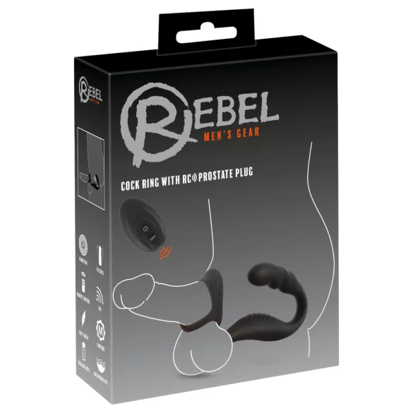 Rebel - Prostate Vibrator with Ring for Penis and Testicles (Black)