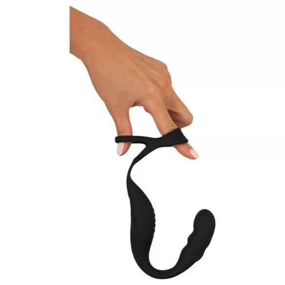 Rebel - Prostate Vibrator with Ring for Penis and Testicles (Black)