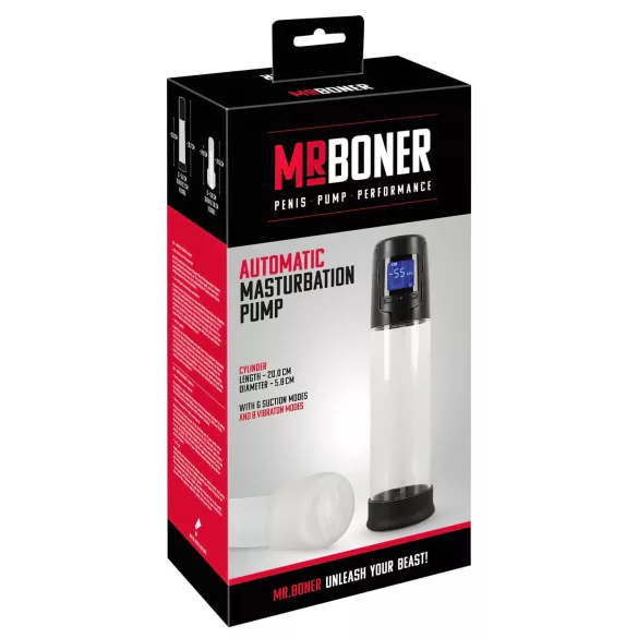 Mister Boner - Rechargeable Automatic Penis Pump (Black-Clear)