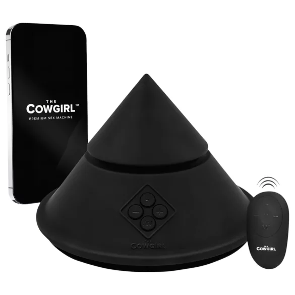 The Cowgirl Cone - app-controlled premium sex machine - with 2 interchangeable attachments, 20 vibration modes (black)