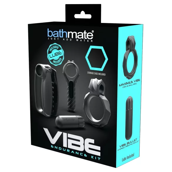 Bathmate Vibe Endurance - Masturbator & Penis Ring Set (Black)