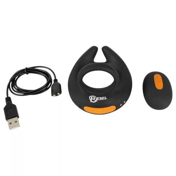 Rebel - Vibrating Black Penis Ring & Testicle Vibrator
