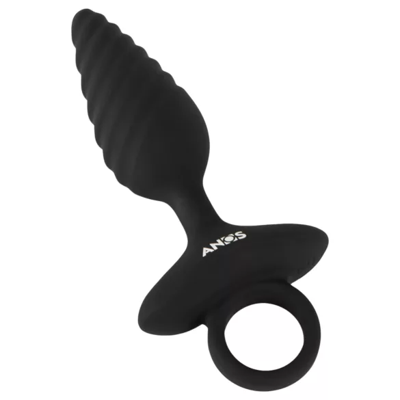 ANOS - Ribbed Vibrating Anal Plug (Black)