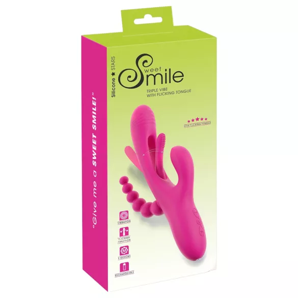 SMILE - Triple Action Tongue Vibrator (Pink)