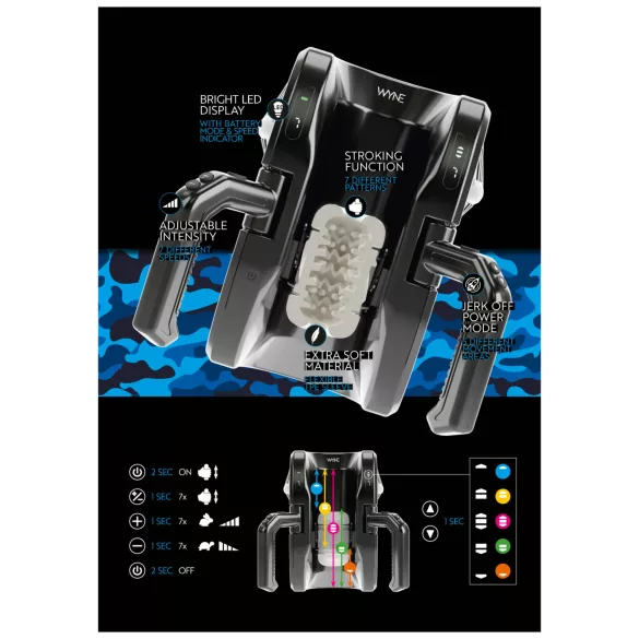 WYNE 10 - Automated Pleasure Device with Grip (Black)