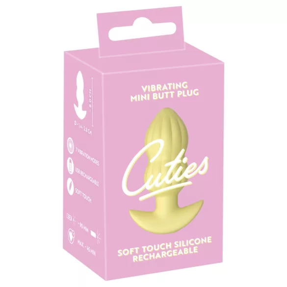 Cuties Mini - Ribbed Vibrating Anal Plug (Yellow)