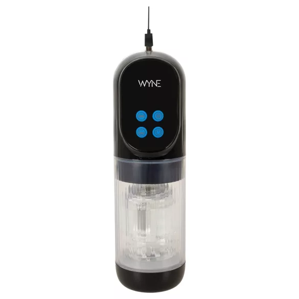 WYNE 12 - suction, rotating and vibrating rechargeable masturbator (black)