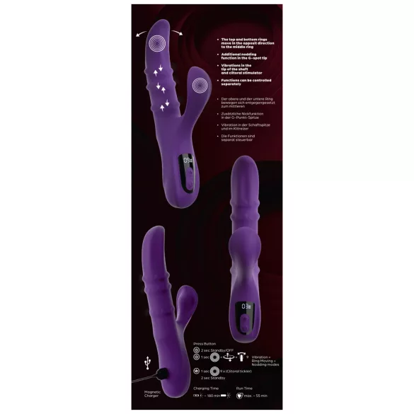 You2Toys - Nodding Vibrator with Moving Ring and Clitoral Arm (Purple)