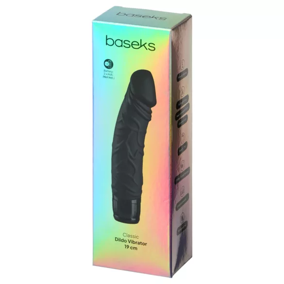 Baseks - realistic dildo vibrator (black) - 19 cm