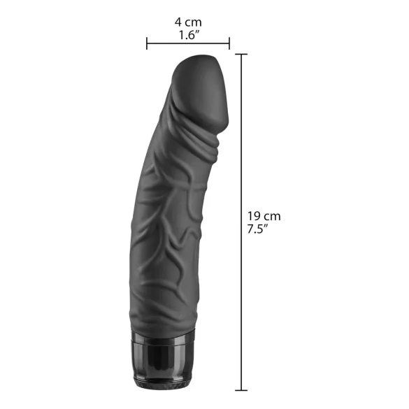 Baseks - realistic dildo vibrator (black) - 19 cm