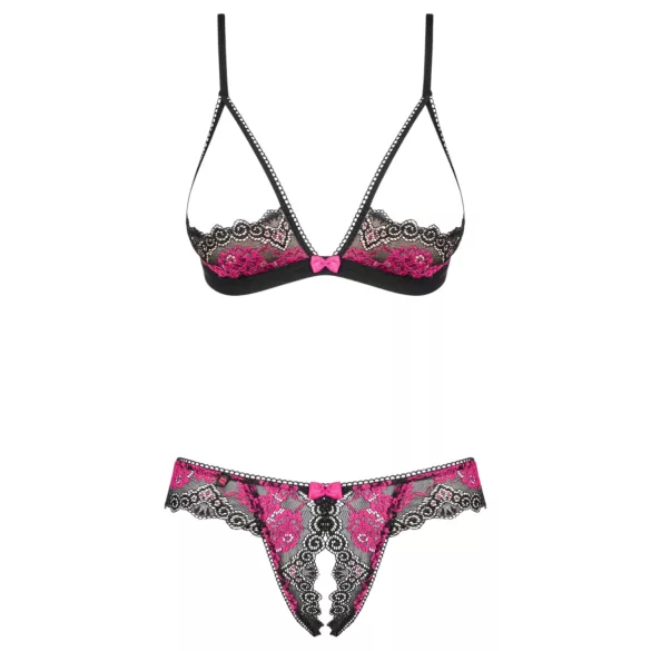 Obsessive Tulia - open‑cup bra set (black) - L/XL